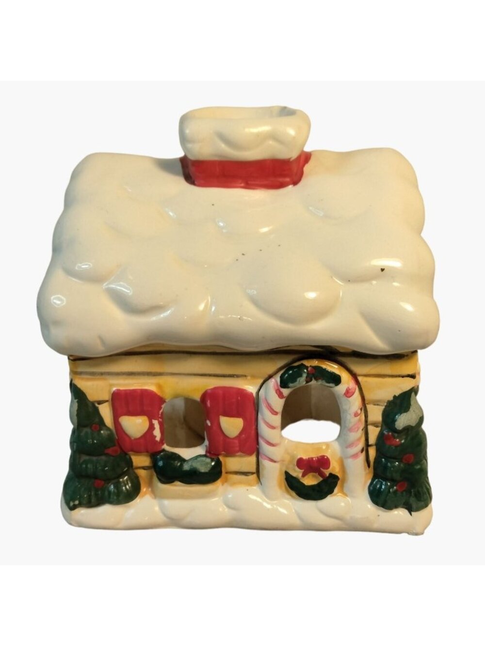 Jasco Ceramic Christmas Cottage Candle Holder Luminary Gingerbread House